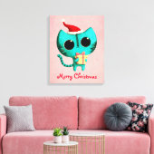 かわいいクリスマス猫 キャンバスプリント (インサイチュ (リビング))