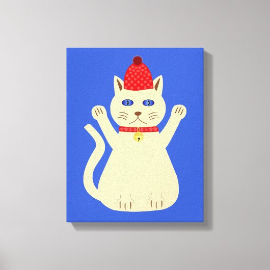 かわいいクリスマス猫 キャンバスプリント (正面)
