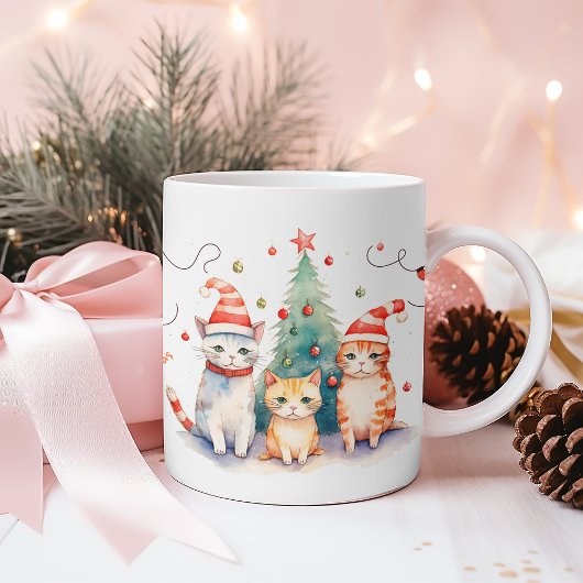 かわいいクリスマス猫 コーヒーマグカップ
