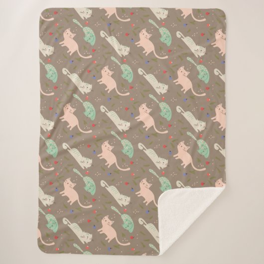 かわいいクリスマス猫 シェルパブランケット (正面)