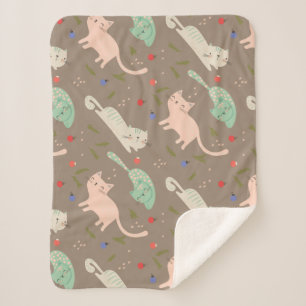 かわいいクリスマス猫 シェルパブランケット