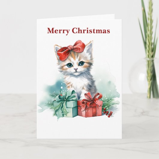 かわいいクリスマス猫 シーズンカード (正面)