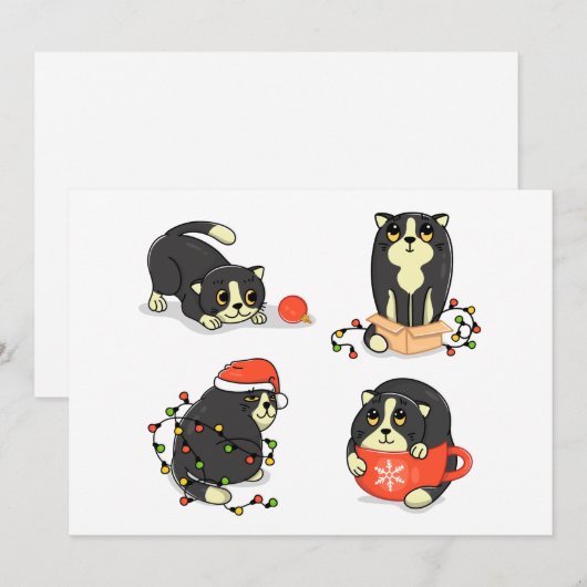 かわいいクリスマス猫 シーズンカード (正面/裏面)