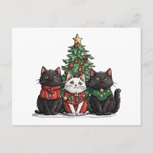 かわいいクリスマス猫 シーズンポストカード (正面)