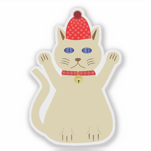 かわいいクリスマス猫 シール (正面)