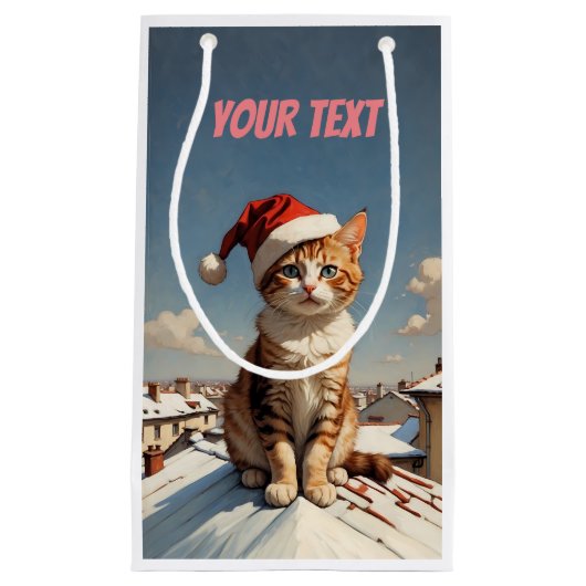 かわいいクリスマス猫 スモールペーパーバッグ (正面)