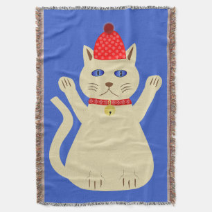 かわいいクリスマス猫 スローブランケット