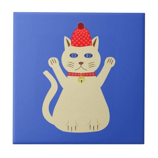 かわいいクリスマス猫 タイル (正面)