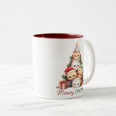 かわいいクリスマス猫 ツートーンマグカップ (正面右)