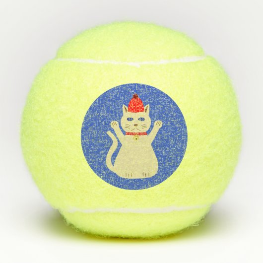 かわいいクリスマス猫 テニスボール (正面)