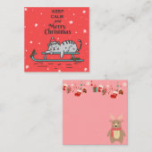 かわいいクリスマス猫 ノートカード (正面/裏面)