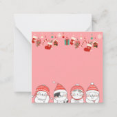 かわいいクリスマス猫 ノートカード (裏面)