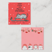 かわいいクリスマス猫 ノートカード (正面/裏面)