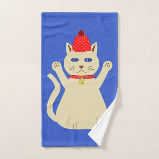かわいいクリスマス猫 ハンドタオル (ハンドタオル)