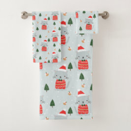 かわいいクリスマス猫 バスタオルセット