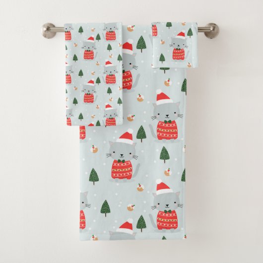 かわいいクリスマス猫 バスタオルセット (インサイチュ)