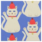 かわいいクリスマス猫 ファブリック (クローズアップ)