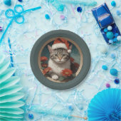 かわいいクリスマス猫 ペーパープレート (パーティー)