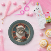 かわいいクリスマス猫 ペーパープレート (パーティー)