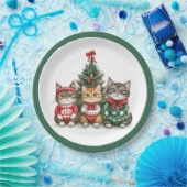 かわいいクリスマス猫 ペーパープレート (パーティー)