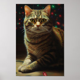 かわいいクリスマス猫 ポスター