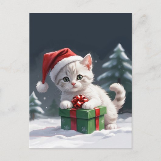 かわいいクリスマス猫 ポストカード (正面)