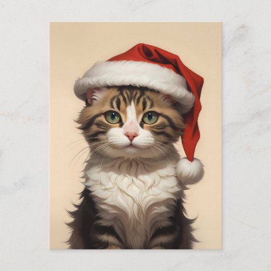 かわいいクリスマス猫 ポストカード (正面)