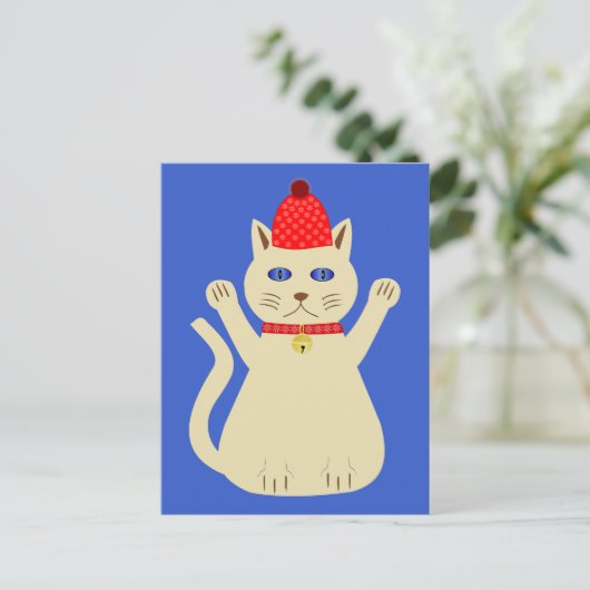 かわいいクリスマス猫 ポストカード (スタンド正面)