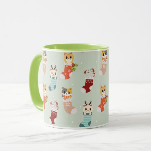 かわいいクリスマス猫 マグカップ (正面左)