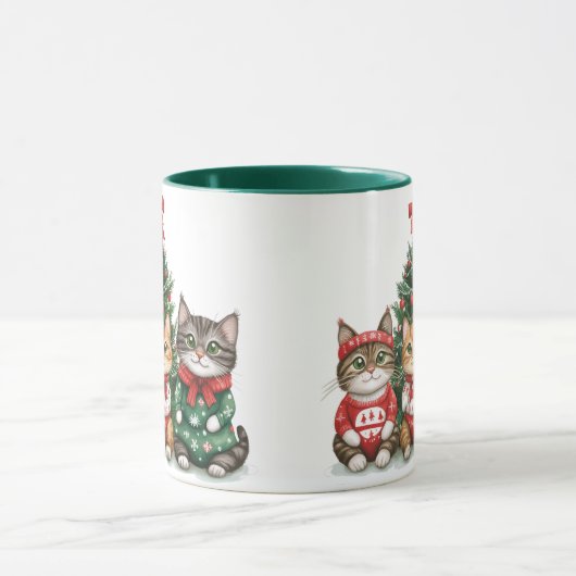 かわいいクリスマス猫 マグカップ (中央)