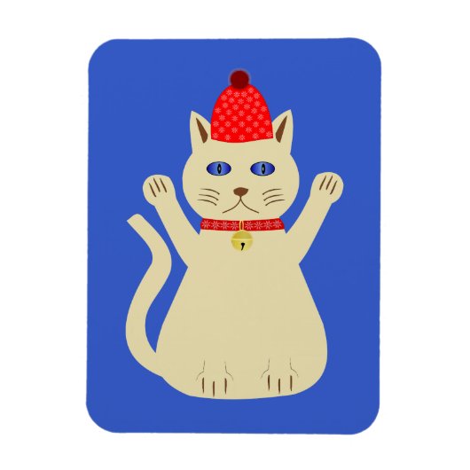 かわいいクリスマス猫 マグネット (縦)