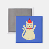 かわいいクリスマス猫 マグネット (正面/裏面)