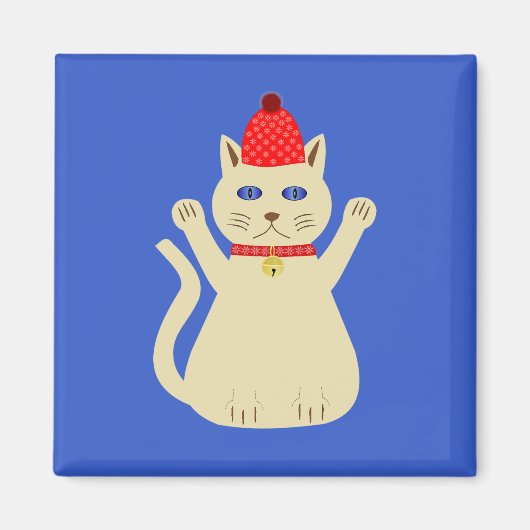 かわいいクリスマス猫 マグネット (正面)