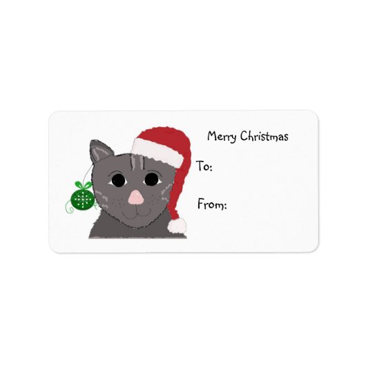 かわいいクリスマス猫 ラベル (正面)
