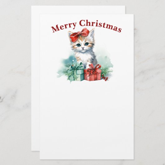 かわいいクリスマス猫 便箋 (正面/裏面)