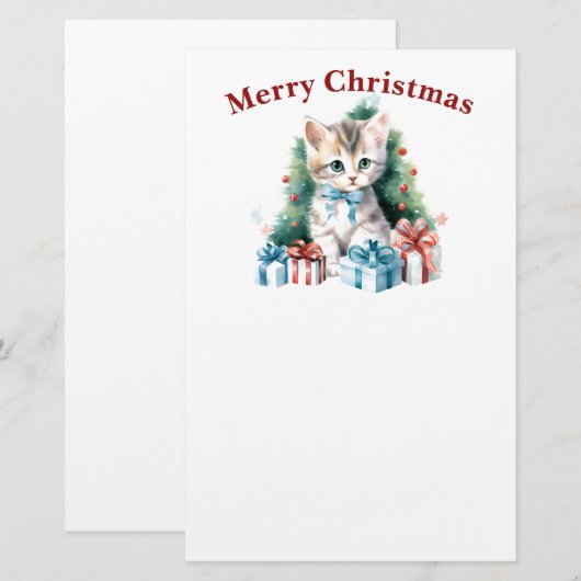 かわいいクリスマス猫 便箋 (正面/裏面)