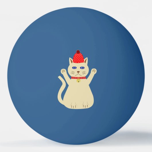 かわいいクリスマス猫 卓球ボール (正面)