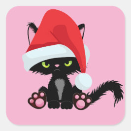 かわいいクリスマス猫 - 祝祭のホリデーデザイン スクエアシール