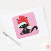 かわいいクリスマス猫 - 祝祭のホリデーデザイン スクエアシール (封筒)