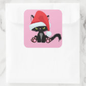 かわいいクリスマス猫 - 祝祭のホリデーデザイン スクエアシール (バッグ)