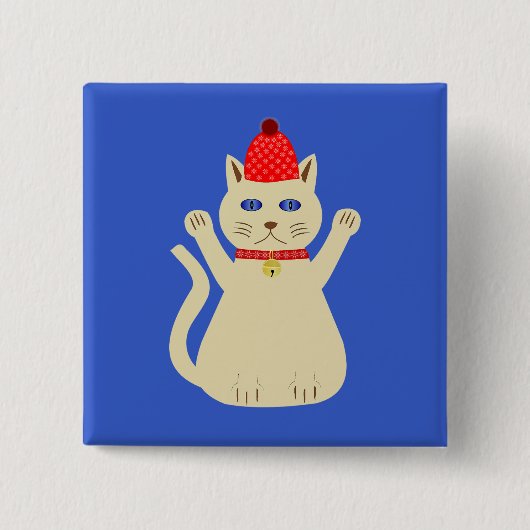 かわいいクリスマス猫 缶バッジ (正面)