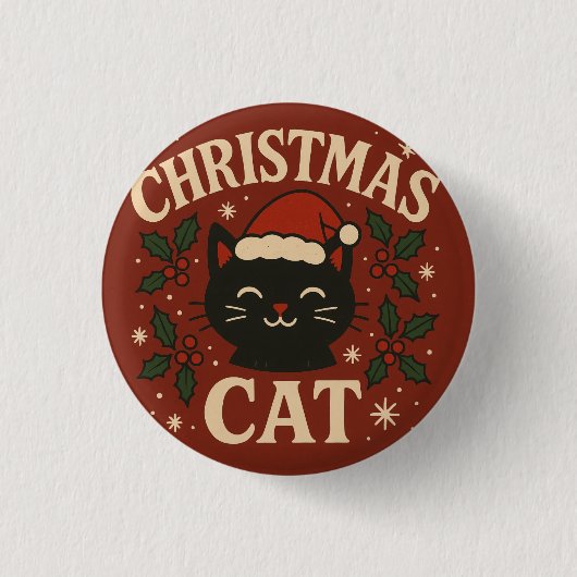 かわいいクリスマス猫 缶バッジ (正面)