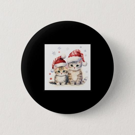 かわいいクリスマス猫 缶バッジ (正面)