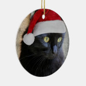 かわいいクリスマス猫、赤の背部は年と、個人化なります セラミックオーナメント (右)