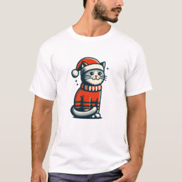 かわいいクリスマス猫 Tシャツ