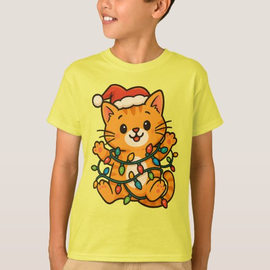 かわいいクリスマス猫Tシャツ子供へ Tシャツ (正面)