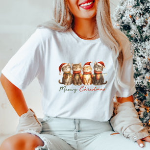 かわいいクリスマス猫Tシャツ Tシャツ