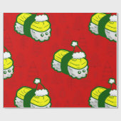 かわいいクリスマス玉子寿司サンタ ラッピングペーパー (フラット)