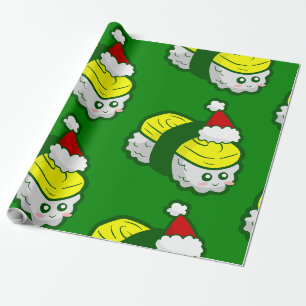 かわいいクリスマス玉子寿司サンタ ラッピングペーパー