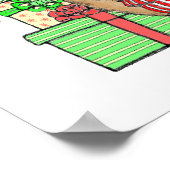 かわいいクリスマス眠いトナカイのラッピングギフト ポスター (角)